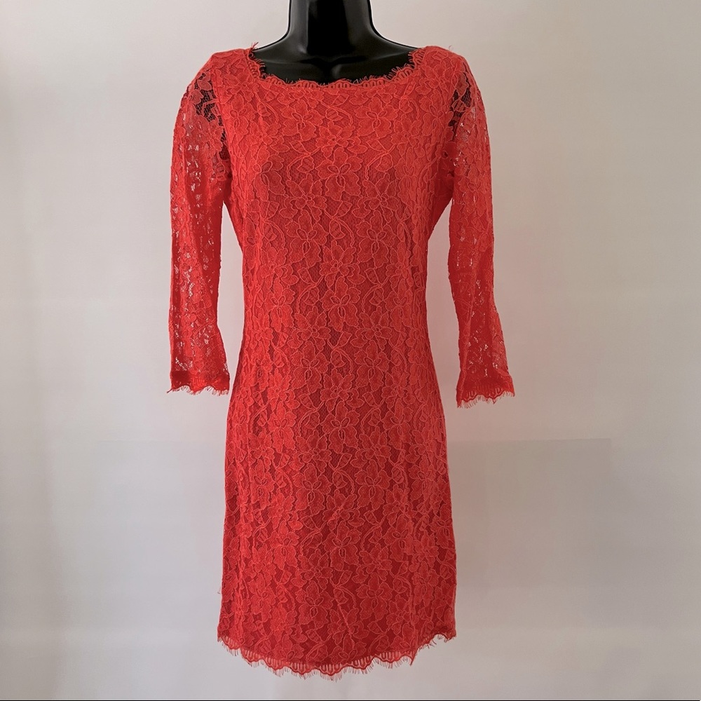DVF Lace Zarita Dress, Coral